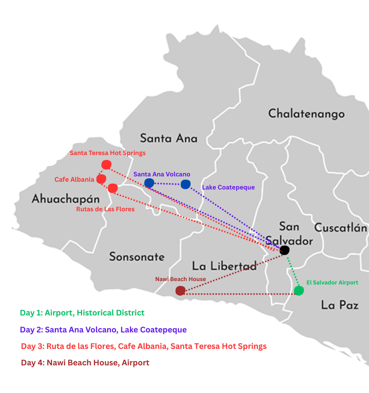 4 day itnerary route in el salvador